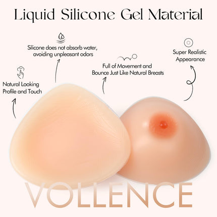 Vollence Triangle C Cup Silicone Breast Forms Fake Breasts Artificial Breasts for Mastectomy Prosthesis Transvestites Crossdressers