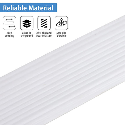 Compensation profile, self-adhesive transition profile, threshold transition rail, silicone door threshold ramp, threshold ramp, wheelchair ramp for door openings, bathrooms (C-White, 6.5 x 2.5 x 100 cm)