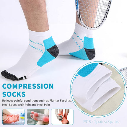 Plantar Fasciitis Socks, 3 Pack, Foot Care, Compression Stockings, Running Socks, for Men and Women, Relieve Pain, Support Heel, Arch and Ankle, UK20171017004, S/M