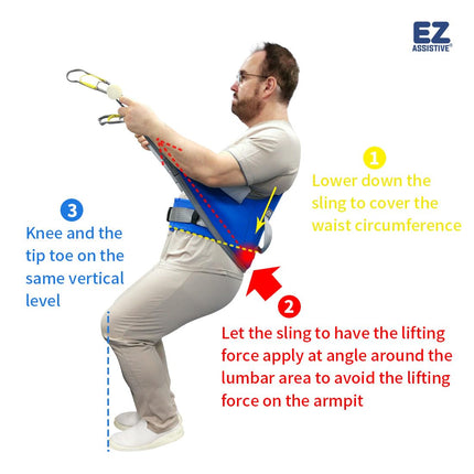 EZ Assistive Sit to Stand Lift Patient Aid Padded Sling and Stand Assist with Back Support, Patient Aid Sling works with most mobility aids (Medium (Pack of 1-Count))