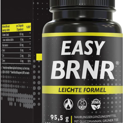 BRNR EASY BRNR Light Formula 5-in-1, Metabolism Treatment with Choline, Blood Sugar Level Formula with Chromium, Fiber Glucomannan, Green Tea Extract, 120 Capsules