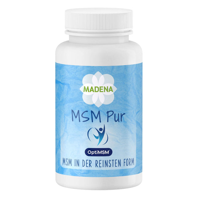 MADENA MSM Pure, OptiMSM Methylsulfonylmethane 90 vegan capsules, the purest MSM in the world, high dosage and optimally bioavailable in the form of coarse flakes