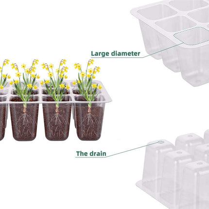 Indoor Greenhouse Propagator, 12 Pack 144 Cells Greenhouse Propagator Tray, Seedling Starter Tray Trays Greenhouse with Adjustable Dome Lids for Growing Plant Seeds Seedling Plant