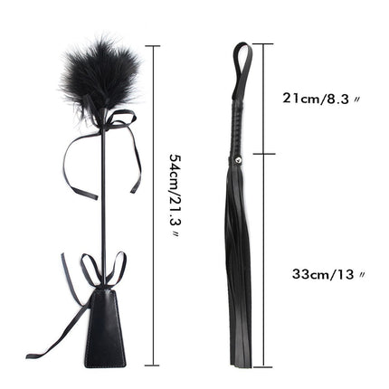 SM Bondage Flogger Erotic Leather Whip with Feather Tickler Leather Hand Spanking Slapper Paddle Sex Toy Accessories for BDSM SM Adults