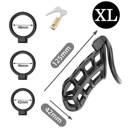 BDSMAGE Penis Cage Cobra 6.0, Chastity Cage Male Chastity Cage Chastity Belt for Men with 3 Testicle Rings, BDSM Toys Hard, BDSM Set Slave Sex Toys for Men Extreme (FLS - XL)