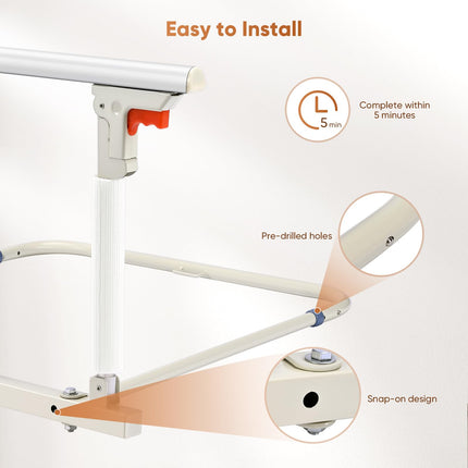 Ixdregan Bed Rail for Elderly Adult Safety, Folding Bed Assist Rail Handle, Fall Protection Hand Grip for Seniors, Fits King, Queen, Full, Twin (4 Handrails)