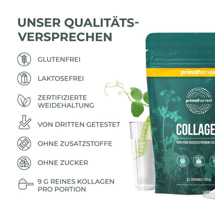 Primal Harvest Collagen Powder (30 servings) - Bioactive Premium Collagen Complex - Sustainable Grass-Fed - Collagen Hydrolysate - Tasteless - Optimal Solubility (Collagen)
