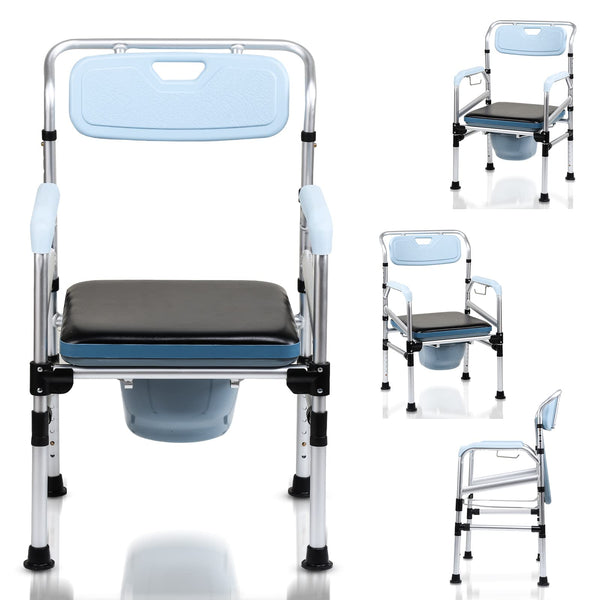 Jopassy Commode Chair, Commode Chair for Seniors with Armrest and Backrest, Height-Adjustable Shower Stool with Toilet Bucket for the Elderly, Children and Pregnant Women (Load Capacity up to 160 kg)