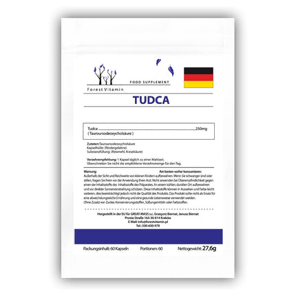 TUDCA - Forest Vitamin TUDCA 250mg Capsules - Tauroursodeoxycholic Acid - Super Liver Support - Health and Beauty (60)