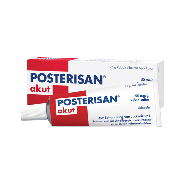 Posterisan acute 50 mg/g rectal ointment with applicator: Fast relief from pain and severe itching, 25 g