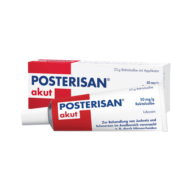 Posterisan acute 50 mg/g rectal ointment with applicator: Fast relief from pain and severe itching, 25 g