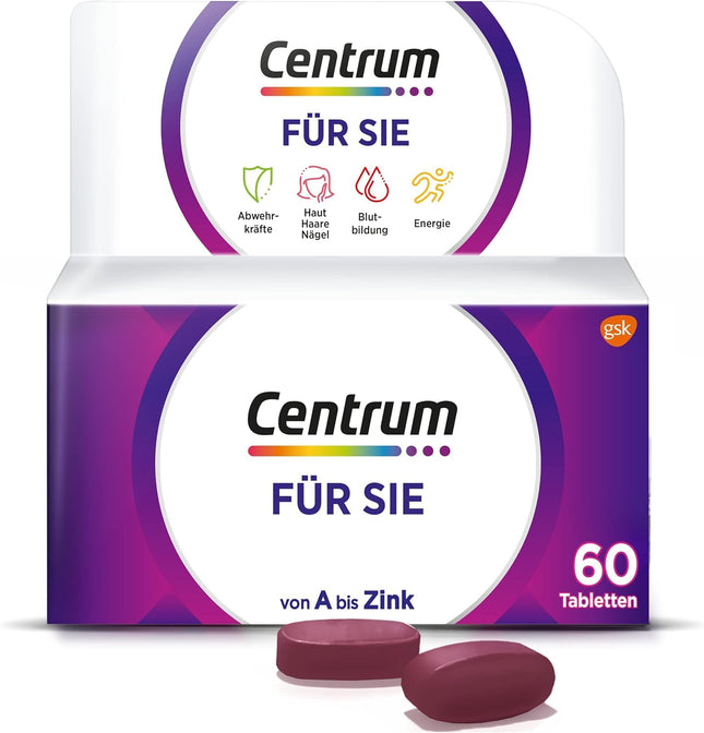 Multivitamin - Centrum For You, 60 pcs. - High-quality dietary supplement with micronutrients specifically for women - Vitamins, minerals, and trace elements for a complete daily supply