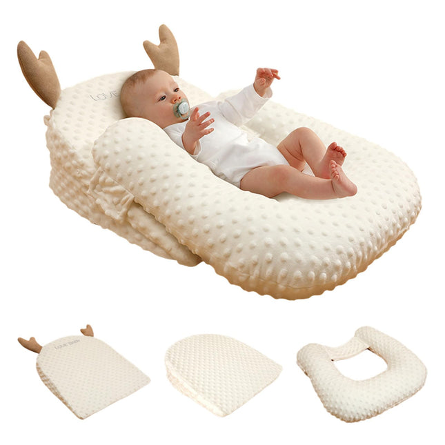 Wedge Pillow Anti Reflux, 3-Piece Wedge Pillow Bed Reflux Pillow Anti-Colic, Wedge Pillow U-Positioning Pillow Side Support Pillow with Memory Foam, Washable Nursing Pillow Triangles Ramp Pad (Beige#)
