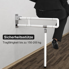 Vigevee wall support handle support aid WC grab bar 60CM toilet support folding handle non-slip for seniors foldable toilet stand-up aid wall mounting load up to 150 kg