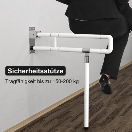 Vigevee wall support handle support aid WC grab bar 60CM toilet support folding handle non-slip for seniors foldable toilet stand-up aid wall mounting load up to 150 kg