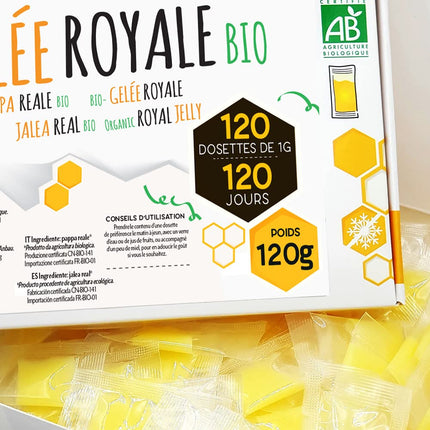 BEENATUREL | Organic Royal Jelly 120 g | Box of 120 capsules of 1 gram each | 4-month program | 100% natural and organically grown