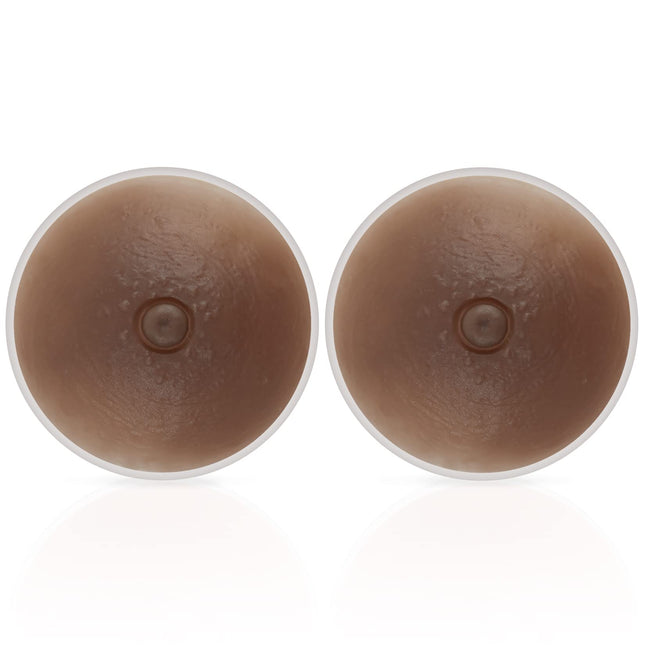 Vollence pair of realistic adhesive silicone nipples, diameter 8cm, reusable adhesive silicone nipples