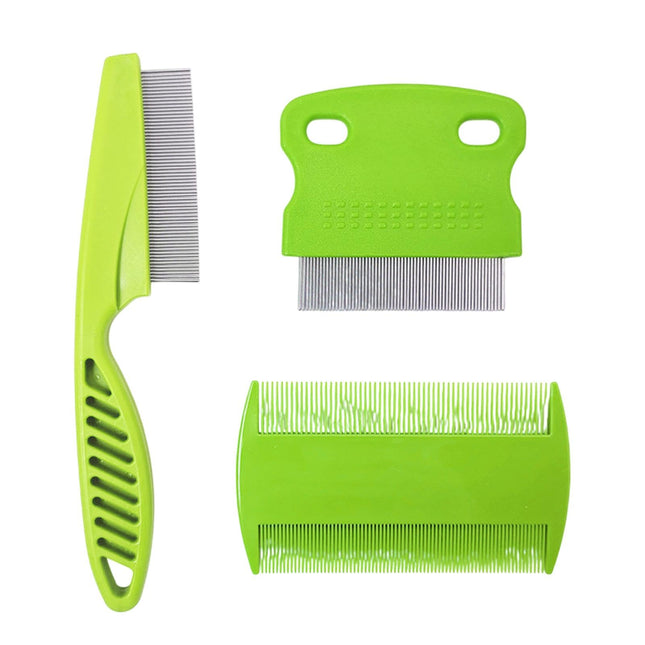 Lice comb, 3 pieces flea comb, lice comb, metal teeth lice comb, plastic double-sided nit comb