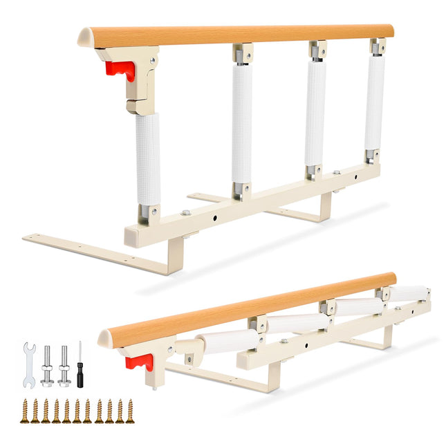 Hlieeosfcn Bed Rail, Bed Rail for Elderly, Foldable Fall Protection Safety Bed Guard, Bed Railing for Elderly Seniors, Adults, Disabled and Children, Foldable Hospital