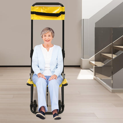 Manual Lift Stair Chair, Portable Folding Stair Chair with Wheel, Folding Evacuation Chair 350.53 lbs Load Capacity, Aluminum Alloy Stair Step Lifts for Seniors Daily Transfer