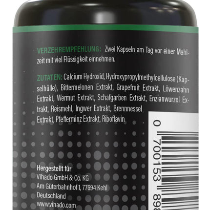 BRNR BITTER BRNR Bitter Formula and Metabolism Complex with Vitamin B2, Digestive Enzymes with Calcium, Alternative to Bitter Drops, 120 Capsules