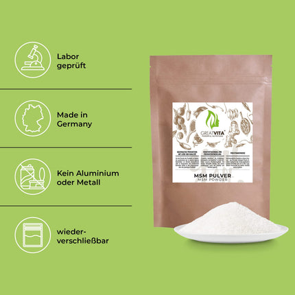 MSM Powder 3x 1000g | 99.9% pure - Methylsulfonylmethane, organic sulfur without additives | GMO-free, free from artificial flavors and gluten | ideal for cold foods and drinks
