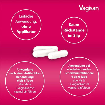 VAGISAN ProbioFlora Lactic Acid Bacteria Vaginal Capsules 8 pcs