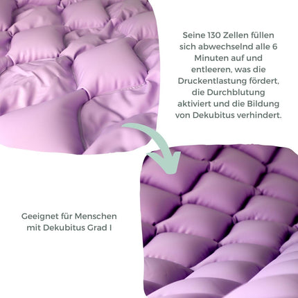 Mobiclinic®, Anti-decubitus mattress, Model mobi 1, With compressor motor, Air mattress, Alternating cycle doctor, European brand, For decubitus grade I, 200 x 90 cm, 130 cells, Color purple