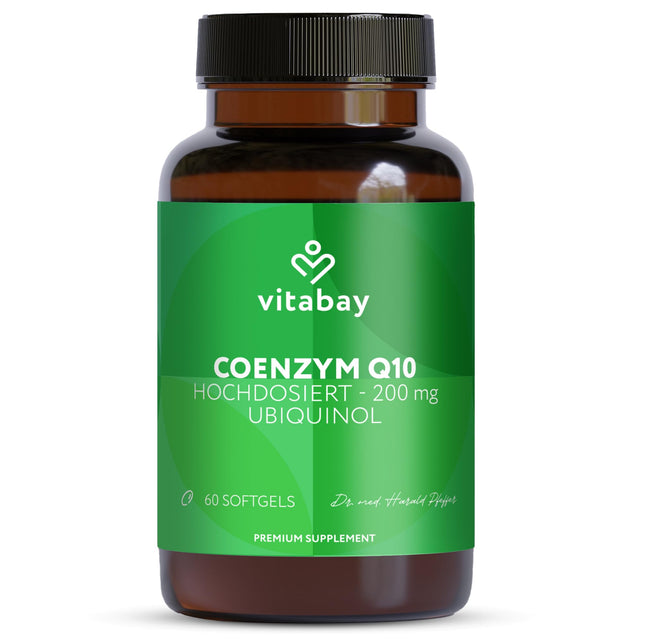 Vitabay Coenzyme Q10 Ubiquinol 200mg Capsules High Dose - 60 Capsules Ubiquinol Laboratory Tested &amp; Without Unwanted Additives - Natural Q10