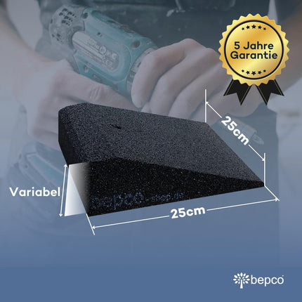 bepco bicycle and scooter ramp set (2 pieces), LxWxH: 25 x 25 x 5 cm made of rubber (black) access ramp, door threshold ramp, with embedded washers for fastening