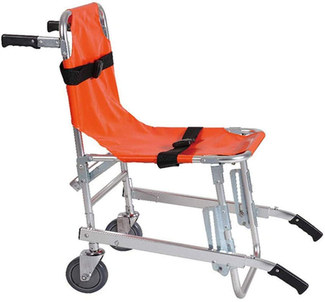 GLJY EMS Aluminum Alloy Stair Chair - Lightweight Folding Ambulance Firefighter Evacuation Chair for Emergency Vehicles with Quick Release Buckle, Orange