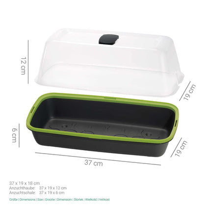 Romberg BoQube M | Indoor greenhouse with ventilation | Watering hole | Optimal microclimate and space for 18 seed pellets | 37 x 19 x 18 cm | Anthracite