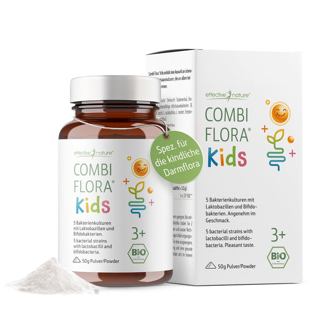 Combi Flora Kids Organic - 50 g - With Bifidobacterium &amp; Lactobacillus for children - Powder with measuring spoon - With 5 bacterial strains for children from 3 years