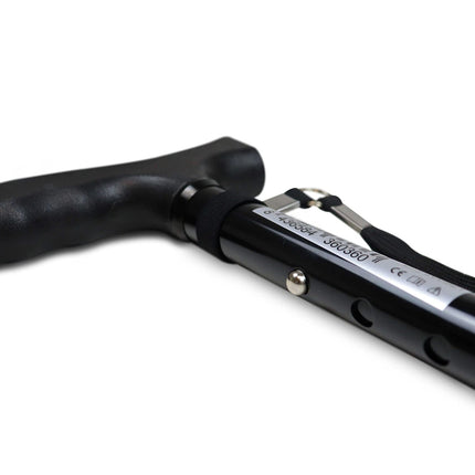 PEPE Mobility - Folding Walking Stick for Men, Height-Adjustable Walking Stick for Women, Seniors, Aluminum, Foldable (Black)