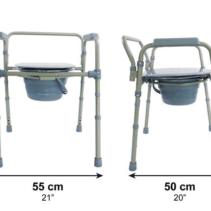 PEPE Mobility - Commode Chair for Seniors, Height-Adjustable, with Bucket, Armrest, Grey