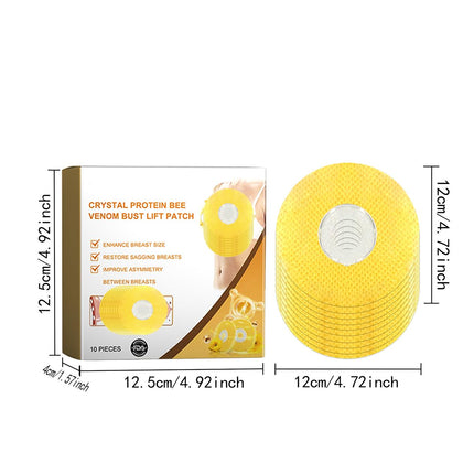 10 Pieces Royal Jelly Breast Enlargement Patches, Royal Jelly Breast Patch, Crystal Protein Bee Venom Bust Lift Patch, Improve Sagging