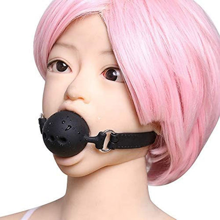 Silicone Gag Mouth Gag Silicone Ball Gag with Air Holes Adjustable Sex Games Ball Gag (Medium Ø4.5cm)