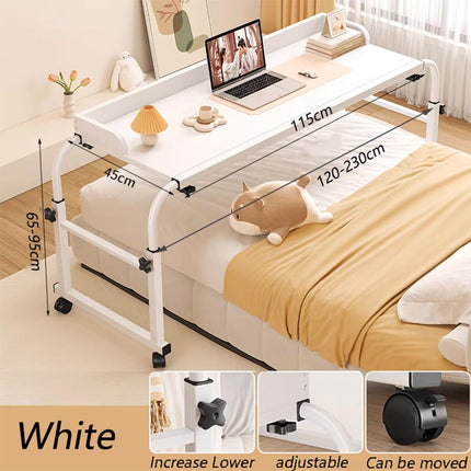 KHLMSRXJ Rolling overbed table, bedside table with wheels, height and length adjustable, mobile table, over the bed with wheels, large cross-bed table with wheels