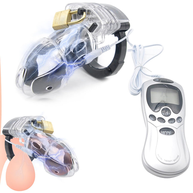 BDSMYEE Penis Cage with Electric Shock, Chastity Cage Male, Sex Toy for Men Extreme, Estim for Man, Chastity Cage Men Extreme Cock Cage Chastity Belt for Men (Transparent)