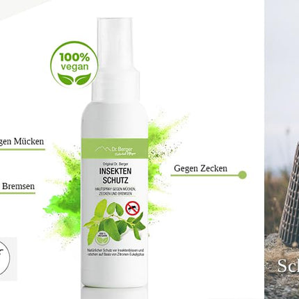 Dr. Berger Insect Repellent [VEGAN] Mosquito Repellent | Protection against ticks, mosquitoes, midges, and horseflies | Skin spray also suitable for children - Natural protection against mosquito bites | Mosquito spray