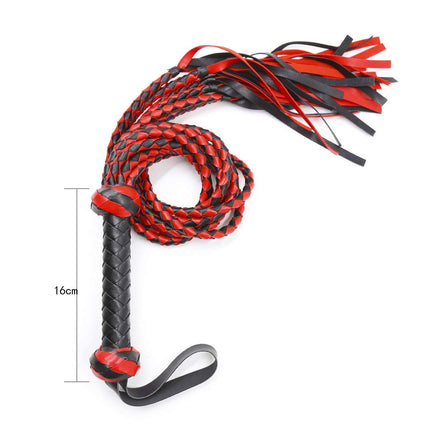 Rapidly Whip Leather Riding Crop 8 Black Red Braided Tassel Whip Flogger Fetish BDSM Sex Toy Props for Stage Performances
