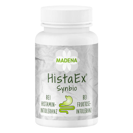 MADENA HistaEx Synbio – Lactic acid bacteria and bifidobacti for histamine intolerance and fructose intolerance – 60 capsules + 2 soluble fibers, daily dose of 20 billion bacteria