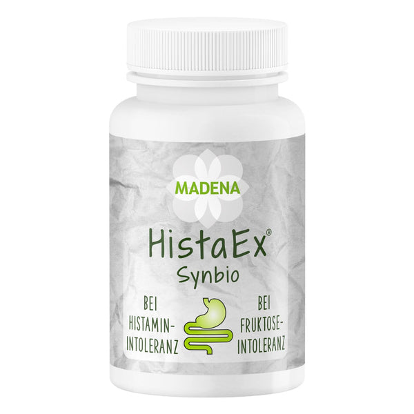 MADENA HistaEx Synbio – Lactic acid bacteria and bifidobacti for histamine intolerance and fructose intolerance – 60 capsules + 2 soluble fibers, daily dose of 20 billion bacteria