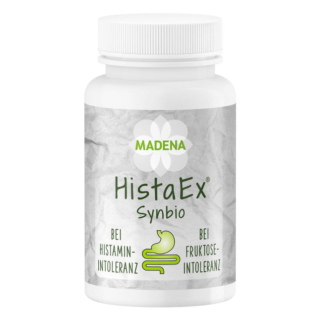 MADENA HistaEx Synbio – Lactic acid bacteria and bifidobacti for histamine intolerance and fructose intolerance – 60 capsules + 2 soluble fibers, daily dose of 20 billion bacteria