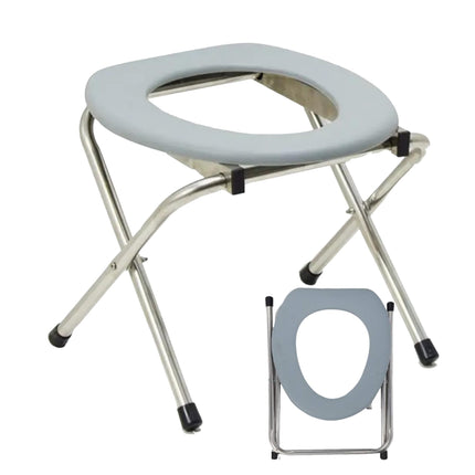 AIRM Health Foldable Commode Chair – Comfort Toilet Seat with Bucket and Lid – Toilet Aid for Seniors, Pregnant Women, Nursing &amp; Rehabilitation – Foldable Care Toilet for Home