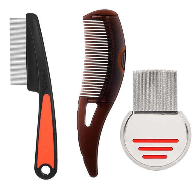 3-piece dandruff comb, lice comb, lice comb for humans, multifunctional hairdressing tools. Satisfy daily use, for family school trips or gym use.