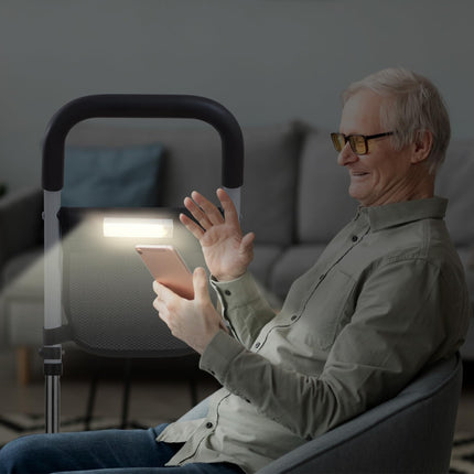 Standing aid for older adults, walking aid for seniors, standing aid for bed, standing aid for toilet, standing aid for sofa for seniors, height adjustable, standing aids with motion light, load capacity 136 kg