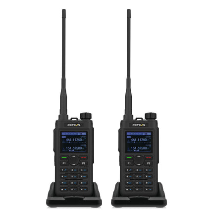 Retevis C62 Walkie Talkie Dual Band, Long Range Ham 2-Way Radio, 2000 mAh Rechargeable Walkie Talkies for Adults, for Hiking/Hunting/Camping (Black, 2 Pack)