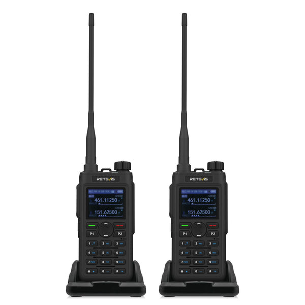 Retevis C62 Walkie Talkie Dual Band, Long Range Ham 2-Way Radio, 2000 mAh Rechargeable Walkie Talkies for Adults, for Hiking/Hunting/Camping (Black, 2 Pack)