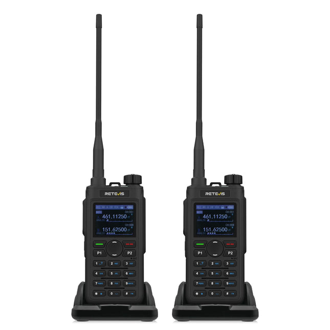Retevis C62 Walkie Talkie Dual Band, Long Range Ham 2-Way Radio, 2000 mAh Rechargeable Walkie Talkies for Adults, for Hiking/Hunting/Camping (Black, 2 Pack)